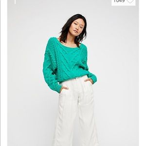 Chunky emerald cable knit sweater